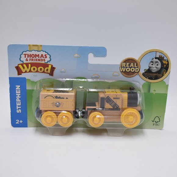 Stephen Rocket Exposed Wood and Tender Thomas & Friends Wooden Railway Train - Picture 1 of 11